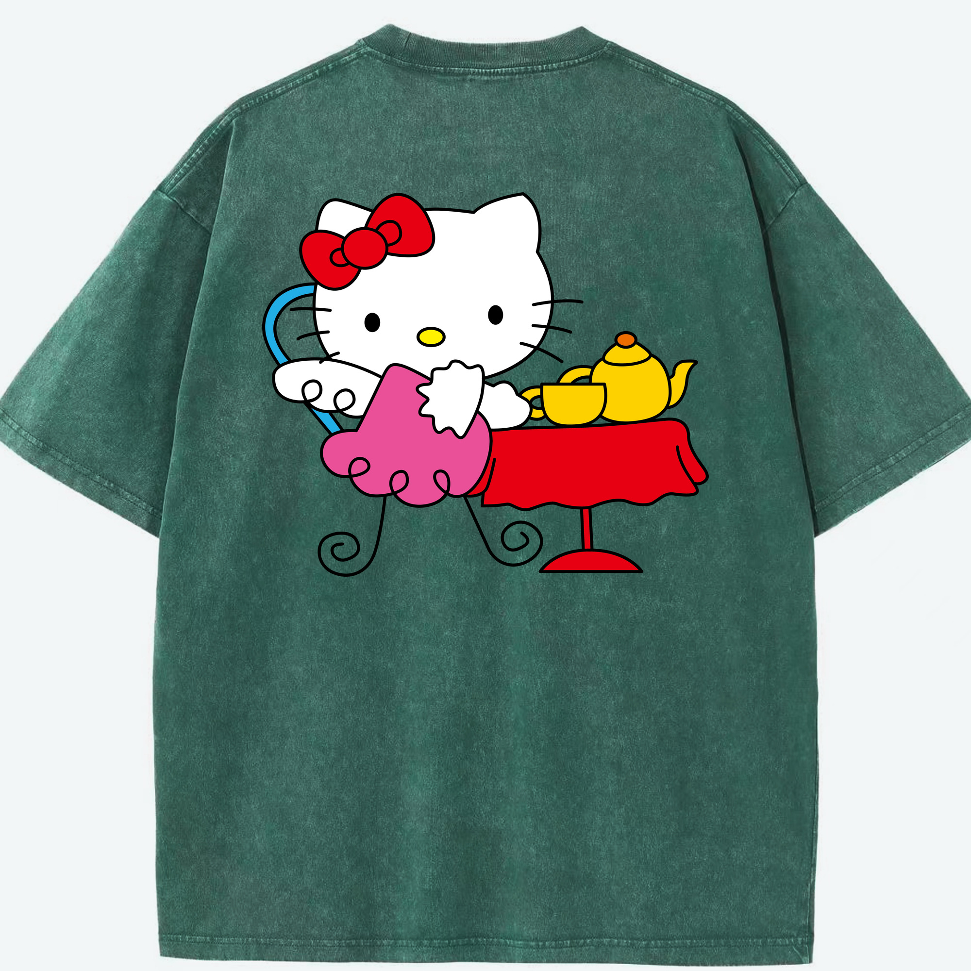 （画像用） Hello Kitty ハローキティ 綿100% ヴィンテージ風 半袖Tシャツ（背面プリント）